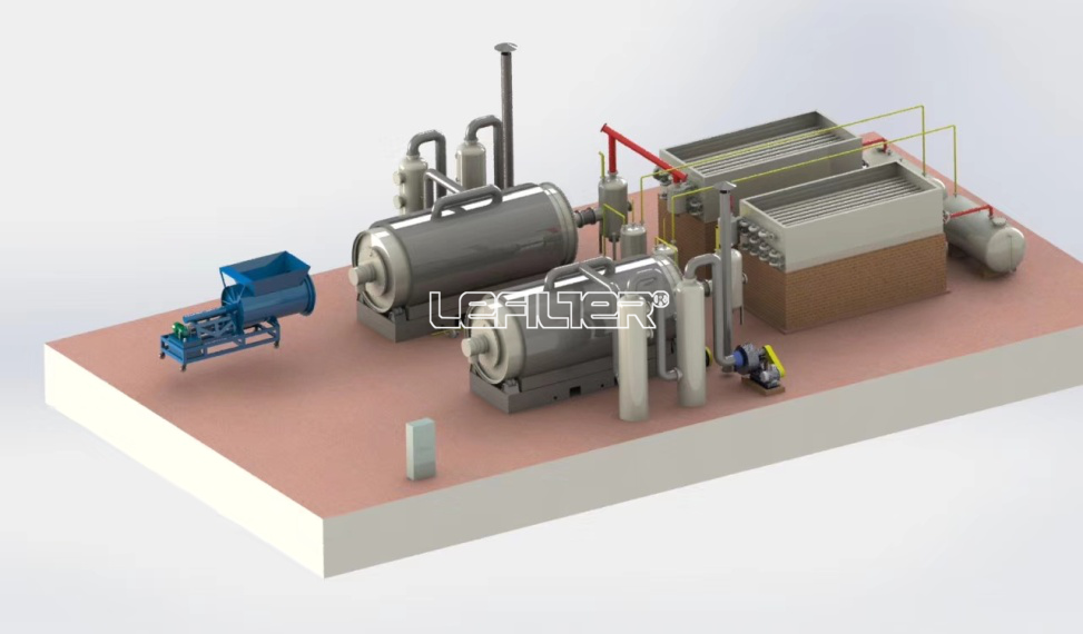 Batch waste rubber pyrolysis plant